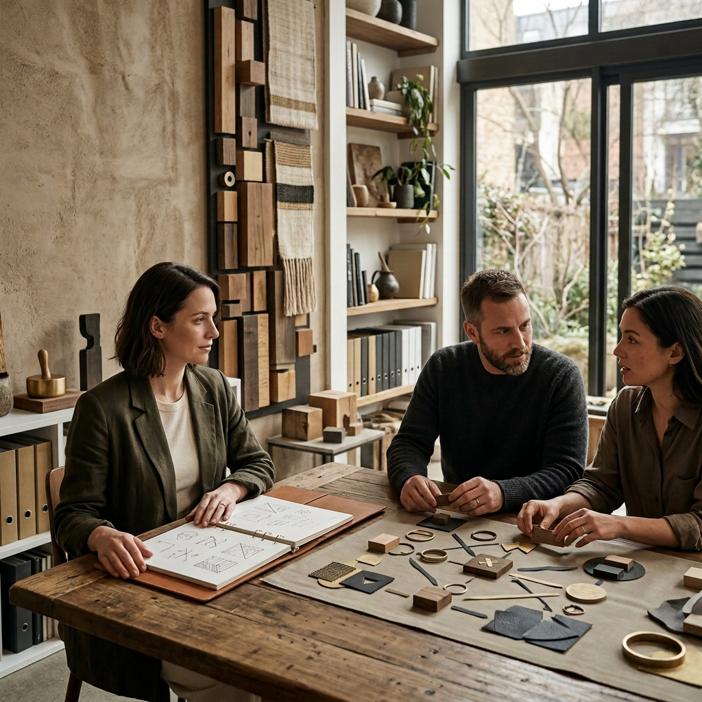 Equipa de empregados numa reunião
